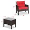 Costway 3PCS Patio Rattan Conversation Set Cushioned Sofa Chair for Garden